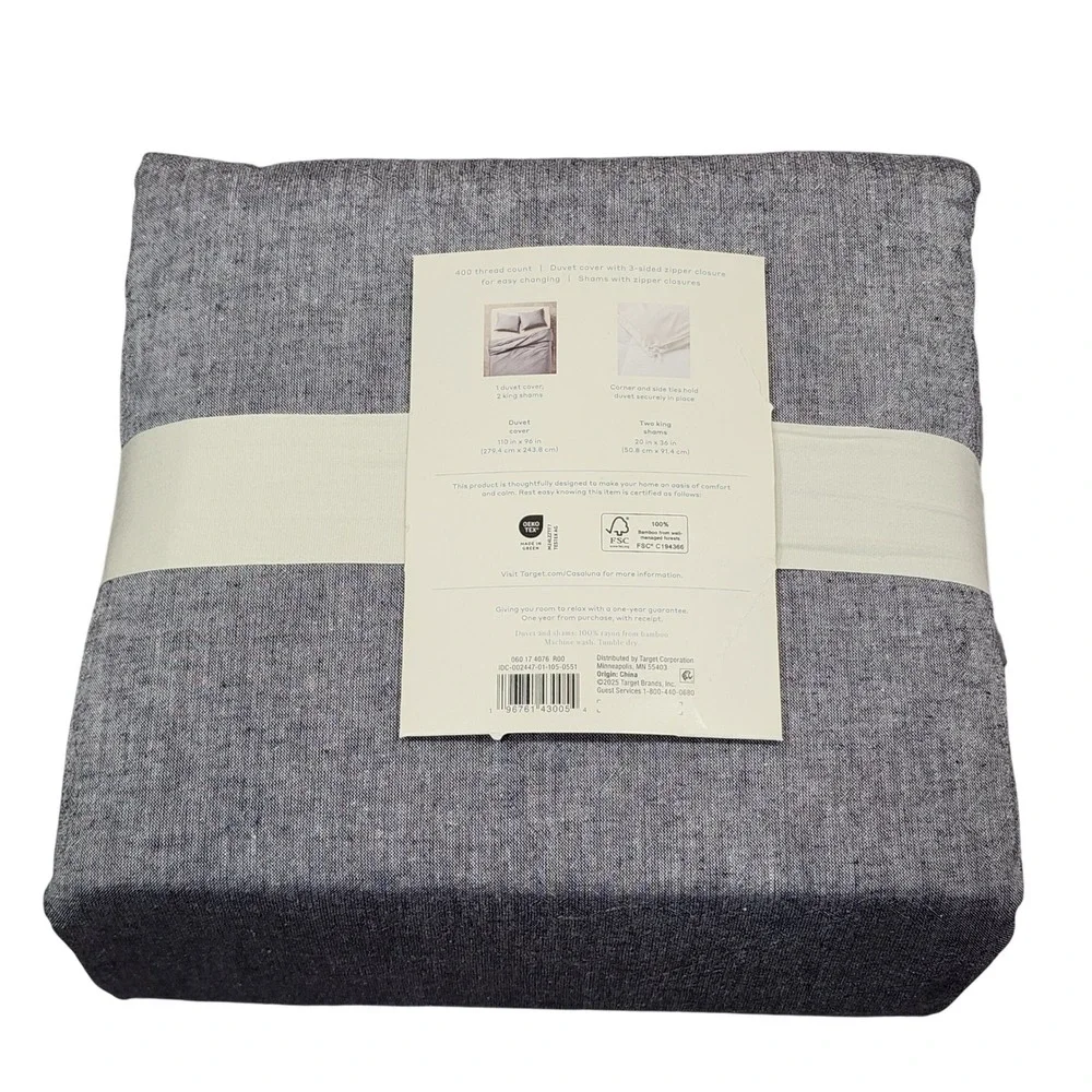 Casaluna Blissful Duvet Cover Set King Rayon from Bamboo 3pc‎ 400TC Dark Gray